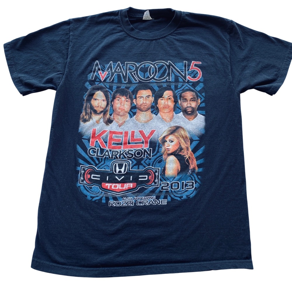 Maroon 5 Kelly Clarkson 2013 Concert Tour Graphic T-Shirt Mens Medium Black
